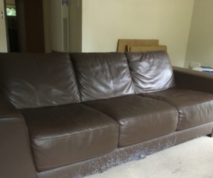 3 seater brown leather couch FREE