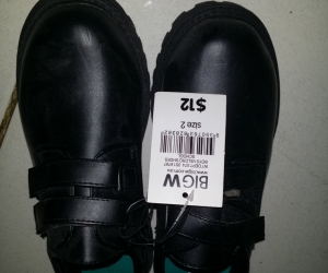Size 2 Velcro Strap School Shoes Black
