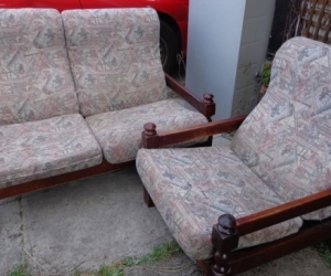 Retro Sofa Couch with Armchair
