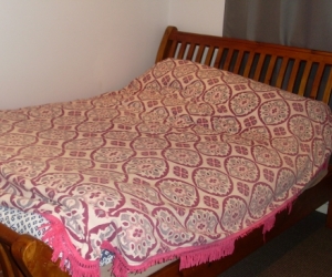 Solid timber bed frame and mattress, Queen size