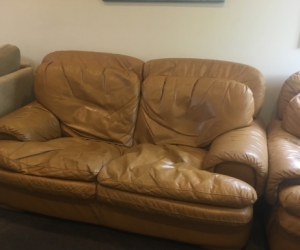 3 piece tan leather lounge suite