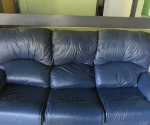3 seater blue leather couch Dendi