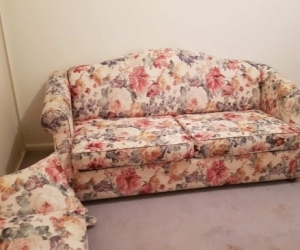 2 glass doors wall units and Moran sofa bed couch