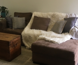 Free brown couch 3 seater chaise sofa