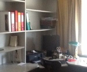 Office desk corner with return