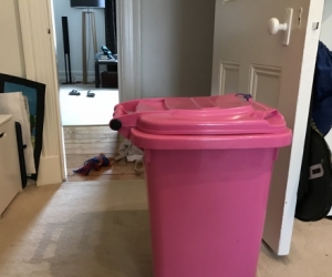 Toy storage - pink wheelie bin