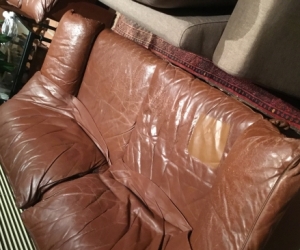Brown Italian leather sofa couch lounge 2 seater