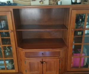 Solid pine sideboard with display cupboards