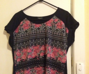 Pink&Black floral top size 12