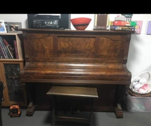Hand-restored pianola, stool and scrolls