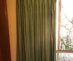 Two full length curtains 2 soft pattern teal colour block out