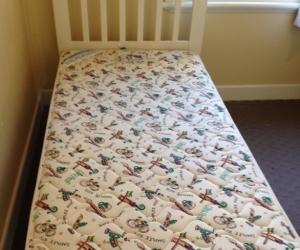 Single bed and mattress - white timber