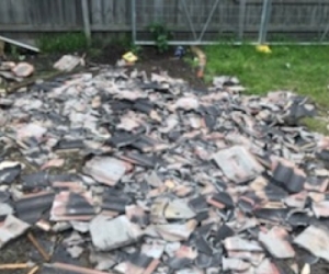 4 heaps of broken Concrete Roof Tiles useful as Concrete Aggregate