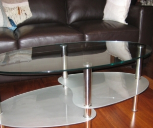 Oval Glass topped Coffee Table