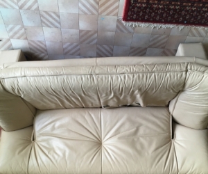Fawn leather settee