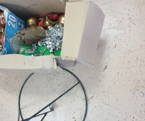 Christmas decorations and tree stand