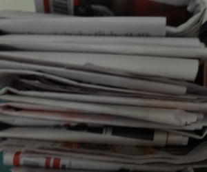 Newspapers: a very small pile for for craft, garden, paper mache