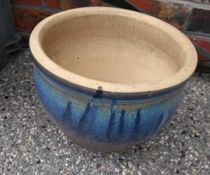 Blue plant pot about 30 cm diameter