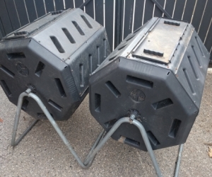 Pair of rotary compost bins