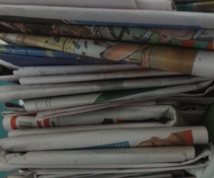 Newspapers: a very small pile for for craft, garden, paper mache