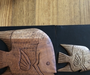 Wooden fish carvings
