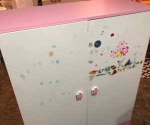 Pink cabinet for storing toys clothes etc