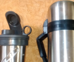 stainless thermos and mug