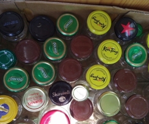 Glass jars with lids assorted sizes (100+)