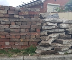 Demolition bricks and rocks