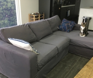 Chaise Sofa Dark Grey with Removable Cover