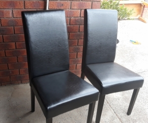 Black PU Leather Dining Chairs (×2)