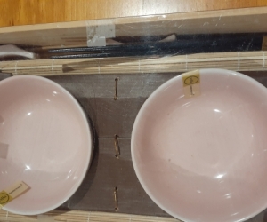 Set of bowls, chopsticks, rests & placemats