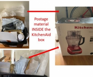 Large box full of 'postage' materials (bubble wrap, envelopes of all sizes, some paper, some padded, etc)