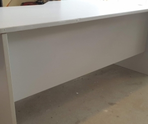 Office desk - grey laminate, 170 x 100-75 x 72cm, can disassemble