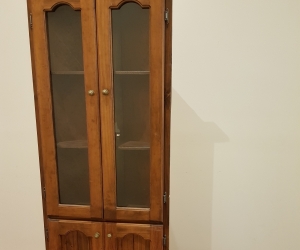 Baltic pine corner cupboard with glass doors
