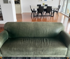Green leather couch