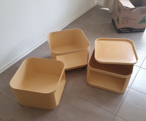 Plastic storage shelves