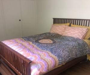 Queen size bed frame - wood/timer