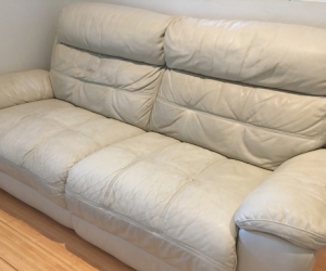 Beige leather couch