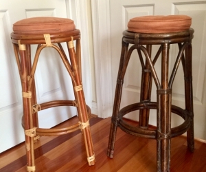 Pair of rattan bar stools