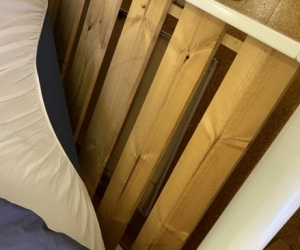 Single bed, art deco white wood.