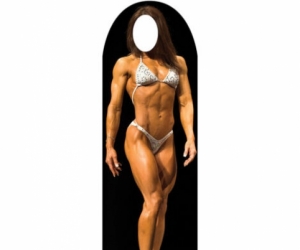 Muscle Women Stand In Cardboard Photo Frame