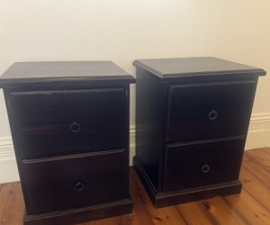 2 x solid wood bedside tables