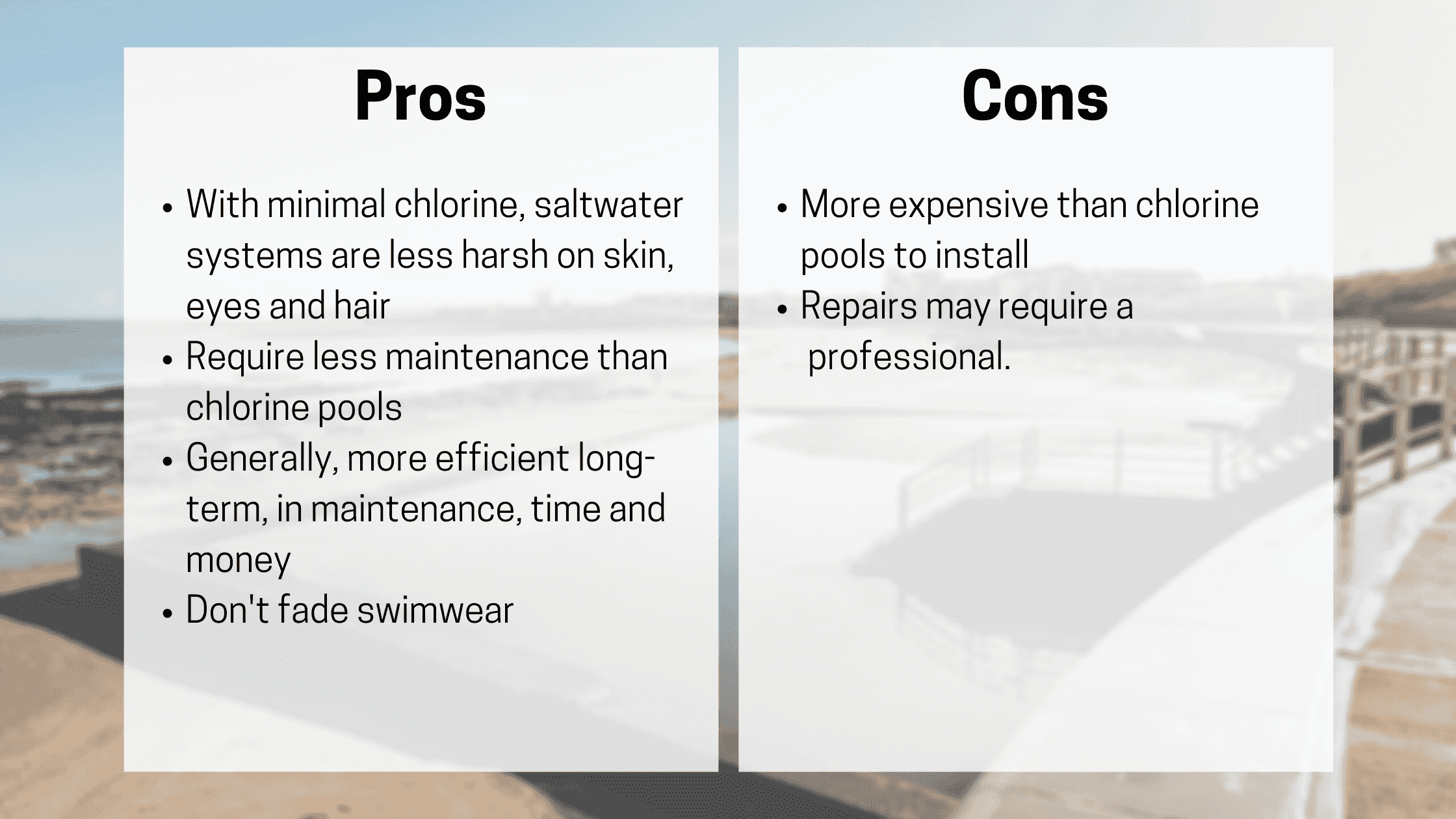 Saltwater Pools Pros and Cons Salt Water Pool Pros & Cons